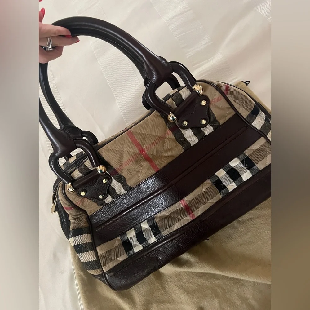 Burberry Vintage Check Canvas Satchel in Brown